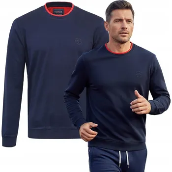 Pánská mikina Pánská mikina bez kapuce základní tenká bavlna IKON tmavě modrá XL Pako Jeans