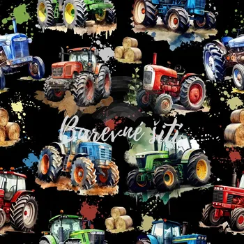 Úplet, Mix traktorů na černé (E) (Top kvalitní úplet Bella digitisk)