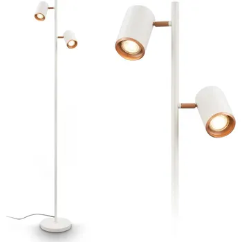 Stojací lampa BRILONER Era stojanová lampa - vypínač, nastavitelná, GU10 patice, 2-ramenná, světlešedá/kávová 1758024