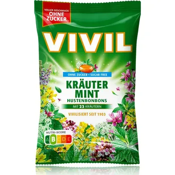 Bonbon VIVIL Bylinné mátové proti kašli bez cukru 120g