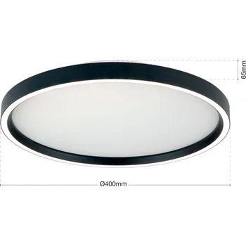 Orion LED stropní svítidlo MASCA, černé, Ø 40 cm, CCT, kov, stmívatelné černá LED 36 W celkem - Doprava zdarma