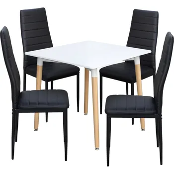 Jídelní stůl ONE 80x80 bílý + 4 židle SIGMA černé