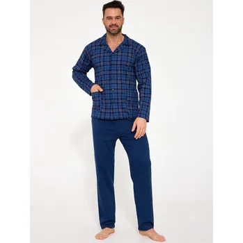 Pánské pyžamo Pyžamo Cornette 114/84 délka/r 3XL-5XL na zip džínovina 4XL
