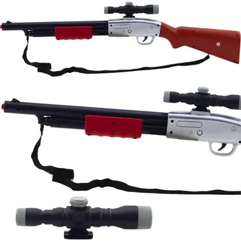 Dětská zbraň dětská hrací puška se zaměřovačem a popruhem, 65 cm, zvukové efekty