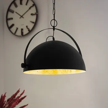 Osvětlení EGLO Závěsné světlo Covaleda z oceli, černá/zlatá - baldachýn - Ø 11 cm, výška 2,5 cm černá, zlatá 1 x 60 W - Doprava zdarma