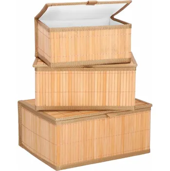 úložný prostor na hračky Bambusový úložný box SPRINGOS BAMBOO sada 3 ks