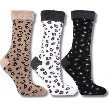 3x Dámské teplé vysoké barevné Ponožky s leopardím Ponožky MORAJ 38-41