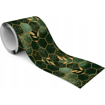 Fototapeta Samolepicí Ozdobný pásek Zelený MARMOR Mozaika Šestiúhelníky Styl Glamour