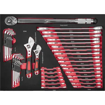 Klíč AHProfi Sada očkoplochých klíčů v pěnové výplni + momentový klíč 1/2", 44 ks