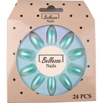 umělá květina Umělé nehty Bellezza mandlové modré 24 ks