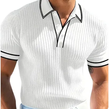 Pánské tričko Pánská polokošile s krátkým rukávem Jednobarevné provedení Knoflíkové zapínání Límec Polyester Lehký a praktický top na každý den bílá XXS