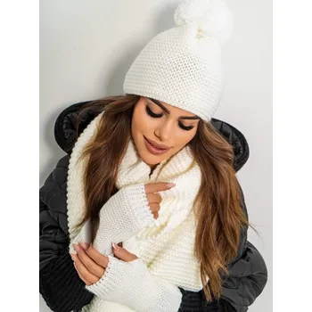 Šála Dámský komplet šála, čepice a rukavice KPL21-21 bílý, VELIKOST UNI