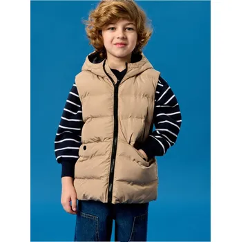 Sinsay - Prošívaná puffer vesta s kapucí - béžová - 825HE-80X - 825HE-80X-98