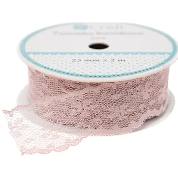 Stuha DP Craft Krajková stuha pudrově růžová 2,5cm x 2m
