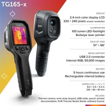 FLIR, číslo modelu: TG165, Max Teplota plus 300°C, přesnost: ±1,5 °C, Celsius, Fahrenheit