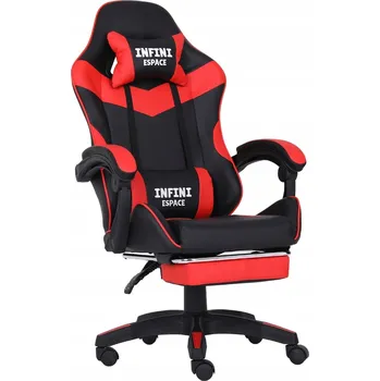 Otočné herní křeslo s podnožkou, POHODLNÉ černo-červené