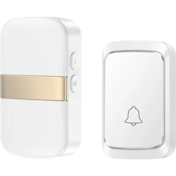 Domovní zvonek Bezdrátový domovní zvonek 77 x 46 x 20 mm 300 m 60 melodií LED indikace bateriový přijímač USB napájení zlatá