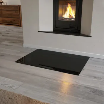 Krbová kamna Sklo pod kamna - FLAMINGO Obdelník 700x1000 mm, černé, fazeta / 6 mm