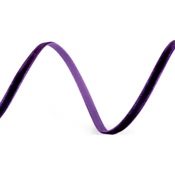 Stuha Sametová stuha šíře 3 mm, střední, 5 fialová tmavá
