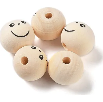 Dětské navlékací korálky Dřevěné korálky obličej č.26 (20 mm)