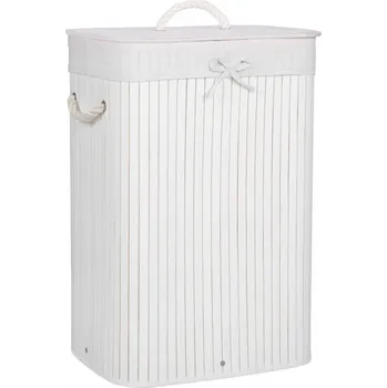 Úložný box Koš na prádlo 72l SPRINGOS BAMBOO bílý