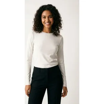 Dámské oblečení Sinsay - Polyamidové tričko s dlouhým rukávem - krémová - 010HA-01X - 010HA-01X-XS-2