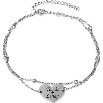 Náramek Dámský náramek na nohu z chirurgické oceli Heart stříbrný