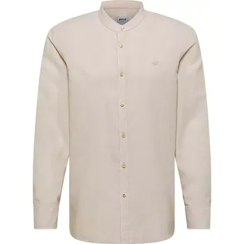 Pánská móda Pánská velká hladká lněná košile s dlouhým rukávem Mustang 1016469-4012 krémová (5XL)