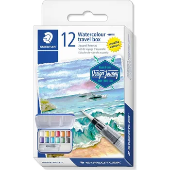 Vodová barva Staedtler Staedtler, 888M M12-C, Design Journey, cestování sada akvarelových barev, metalická, 12 ks