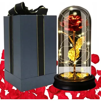 umělá květina STABILIZOVANÁ RŮŽE VE SKLE DÁREK NA VALENTÝNA