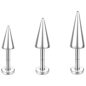 Piercing 3 ks kuželový piercing 6 mm Chirurgická ocel Kónický tvar Kvalitní tělový šperk do ucha nosu rtu bradavky stříbrná