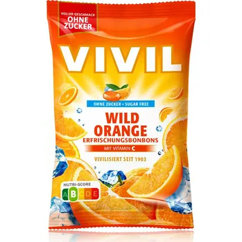 Bonbon VIVIL Osvěžující s příchutí divokého pomeranče bez cukru 120g