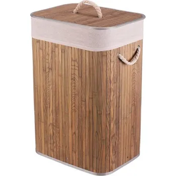 Koš na prádlo Koš prádelní - bambusový, s víkem, tmavě šedý