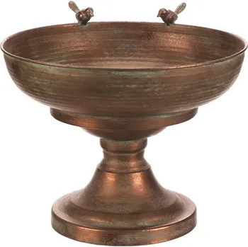 Obal na květináč Obal kovový - velký, s ptáčky, barva měděná