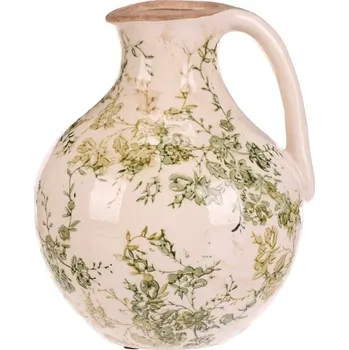 Kuchyňská linka Váza keramická - džbánek, retro, zelené květy, vel. M