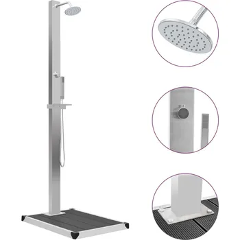 Zahradní sprcha Zahradní sprcha s vaničkou WPC nerezová ocel IM_3051286