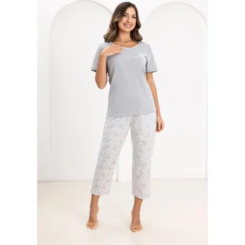 Pánská móda DÁMSKÉ PYŽAMO 729 BIG W/26 SVĚTLE ŠEDÁ MELANŽ 3xl