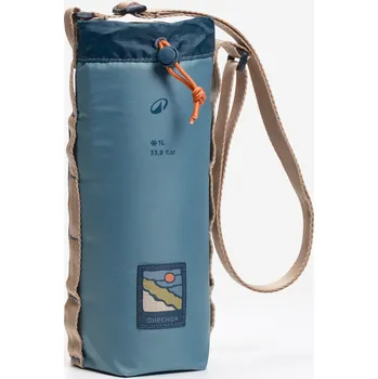 QUECHUA Termoobal na turistickou láhev až 1 l s popruhem a kapsou ZELENÁ