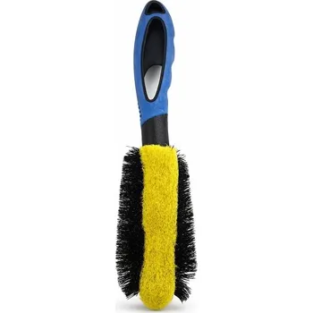 Kosmetický štětec kartáč na čištění kol a disků - kombinovaný, štětiny + houba