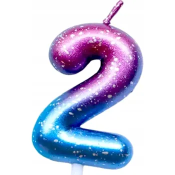 Dortová svíčka Narozeninová SVÍČKA na dort galaxy NAROZENINY ČÍSLICE 2 dvě