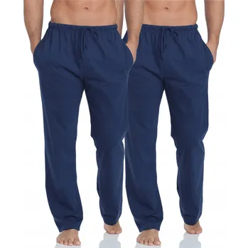 Pánské pyžamové kalhoty Pánské pyžamo BAVLNA Dlouhé Kapsy Modrá L