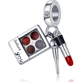 Přívěsek Přívěsek STŘÍBRO 925 Charms Korálek Líčení Rtěnka Štětce