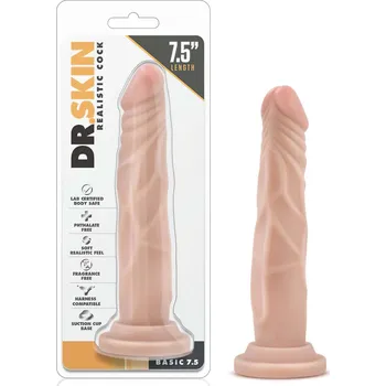 Dildo Dr. Skin - přirážecí realistické dildo 19 cm - přírodní