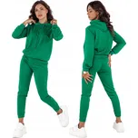 Tepláková souprava mikina s kapucí kalhoty zelená AY1085 - M