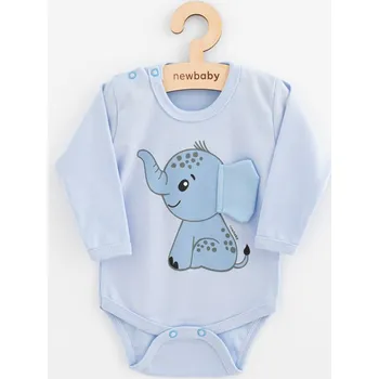 Kojenecké body s dlohým rukávem New Baby Happy Elephant blue - Velikost 74 (6-9m)