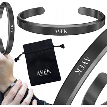 Náramek PÁNSKÝ NÁRAMEK Z MANŽETOVÉ OCELI, ČERNÝ, ELEGANTNÍ, TENKÝ, NASTAVITELNÝ, 4 MM