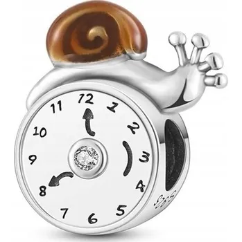 Přívěsek Přívěsek STŘÍBRO 925 Charms Korálek Hlemýžď Hodiny Budík