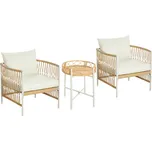 Outsunny 3dílná souprava zahradního nábytku bistro set zahradní sedací souprava, PE ratan, 72 cm x 66 cm x 64 cm, žlutá+krémová
