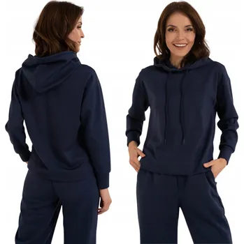 Dámská mikina MIKINA MORAJ VISKÓZA PŘES HLAVU KAPUCE VOLNÁ TMAVĚ MODRÁ S