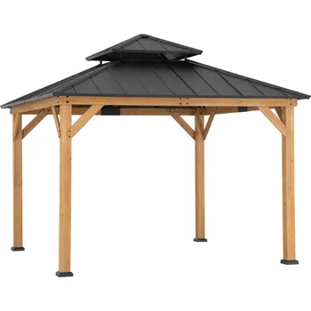 Zahradní stan Sunjoy Zedernholz Gazebo / Pavillon 3x3 KAPS - 330cm x 330cm, anthrazit | A1020073A1